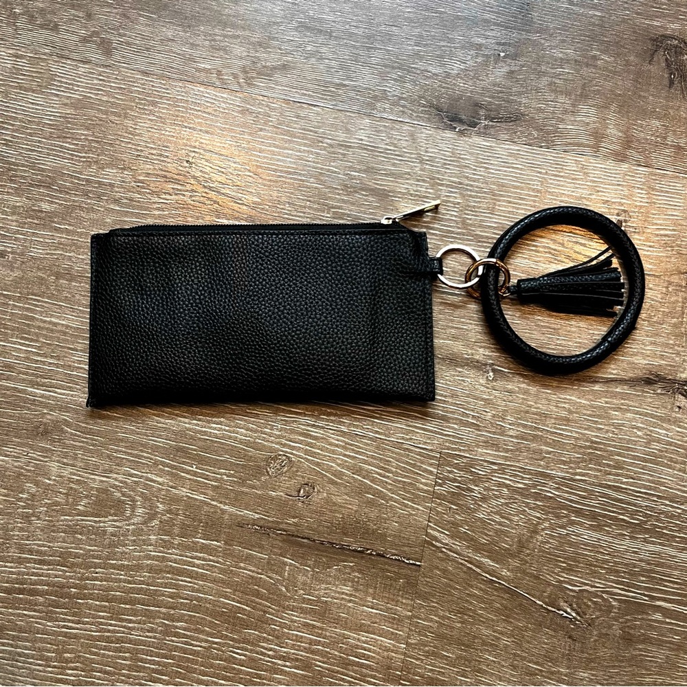 Black Wristlet Clutch with Key Ring